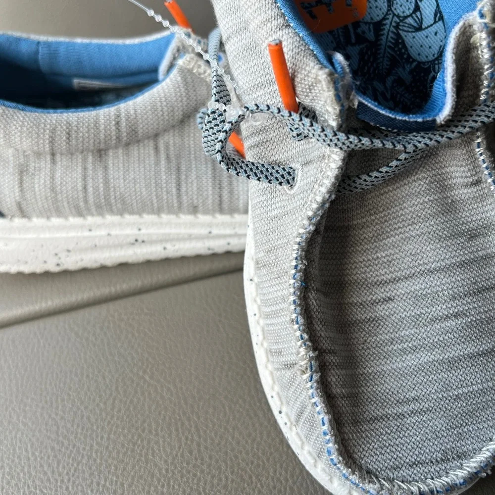 Hey Dude Wally Toddler Jersey Grey Blue Slip On Loafers Shoes K10